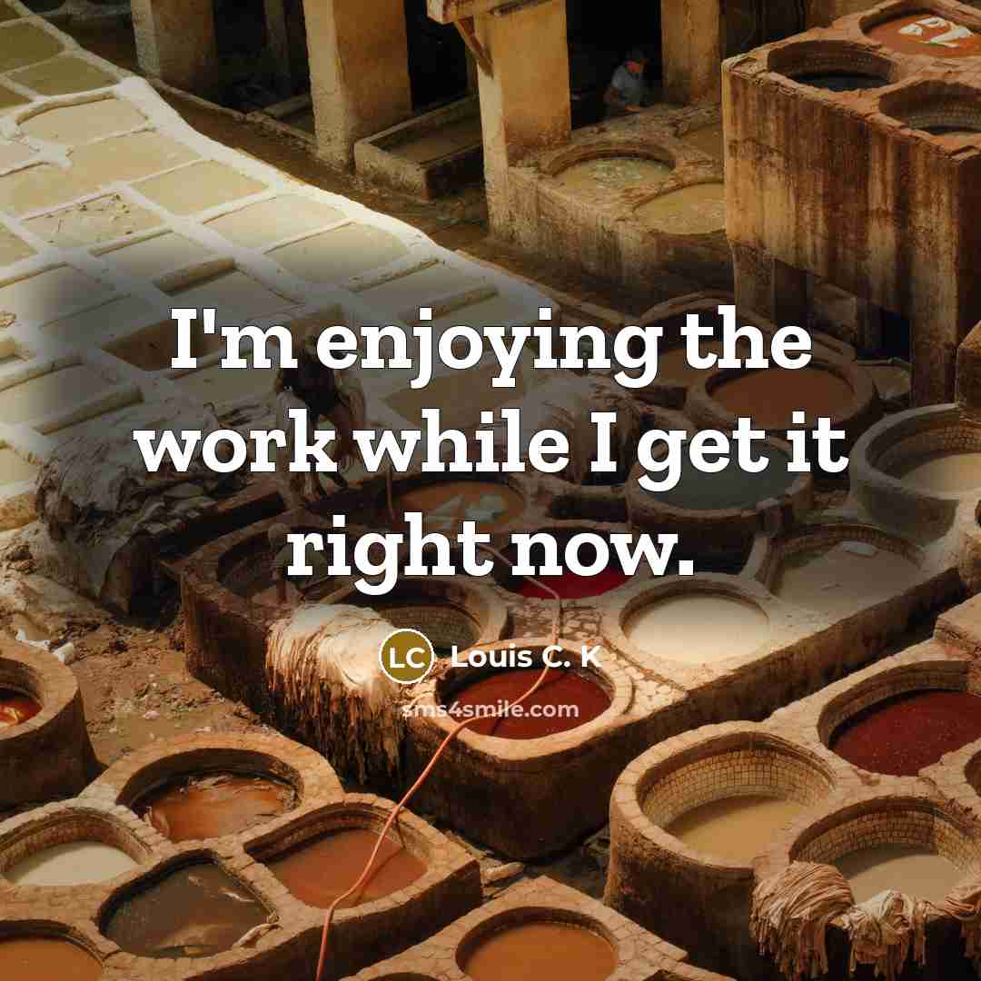 “I'm enjoying the work while I get it right now.…” quote by Louis C. K