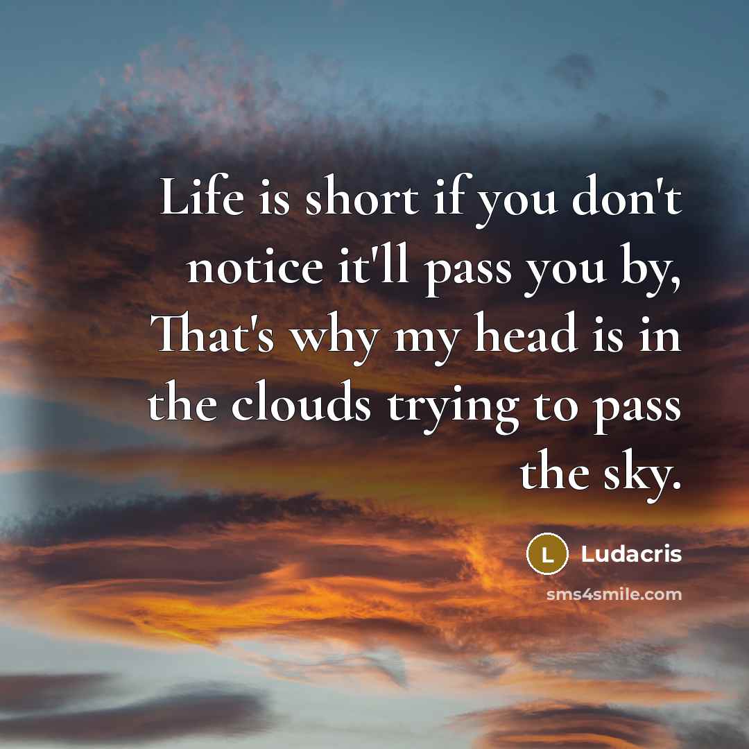 “Life is short if you don't notice it'll pass you…” quote by Ludacris