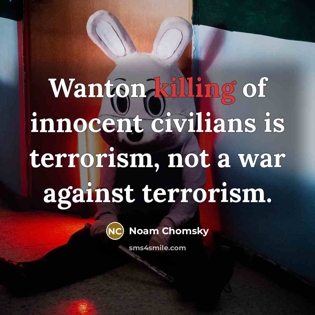 “Wanton killing of innocent civilians is terrorism, not a war…” quote by Noam Chomsky
