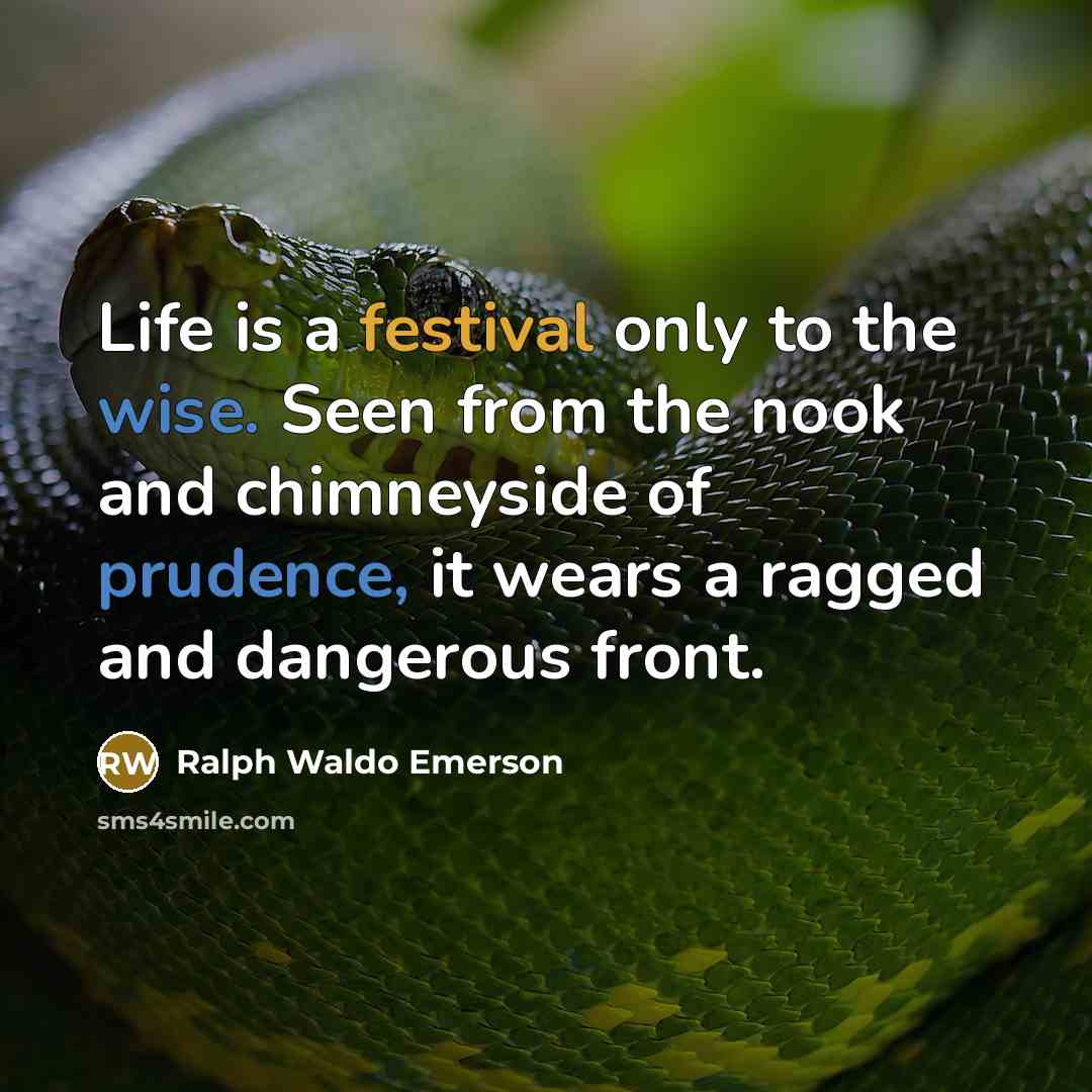 “Life is a festival only to the wise. Seen from…” quote by Ralph Waldo Emerson