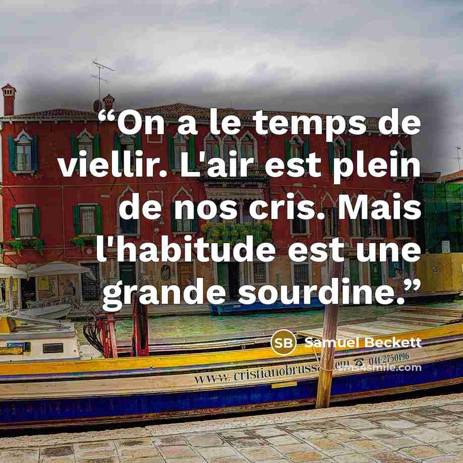 “On a le temps de viellir. L'air est plein de nos cris. Mais l'habitude est une grande sourdine.” quote by Samuel Beckett