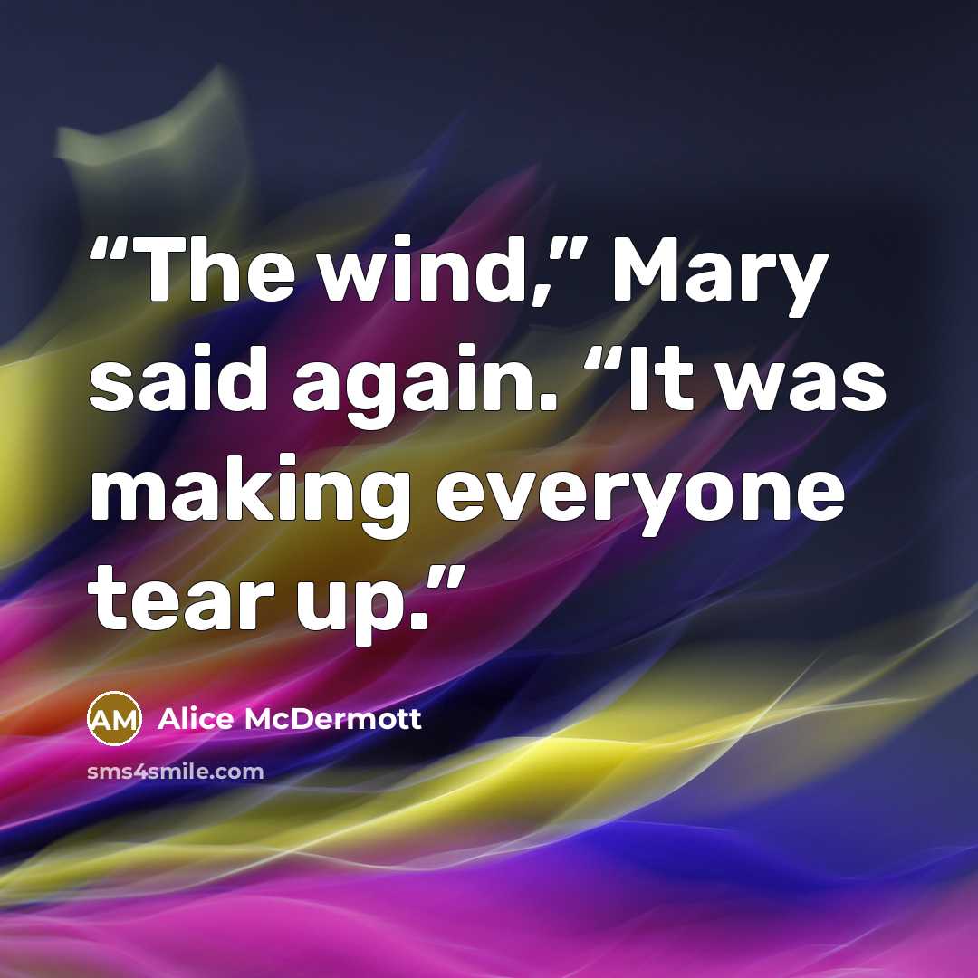 “The wind,” Mary said again. “It was making everyone tear up.” quote by Alice McDermott
