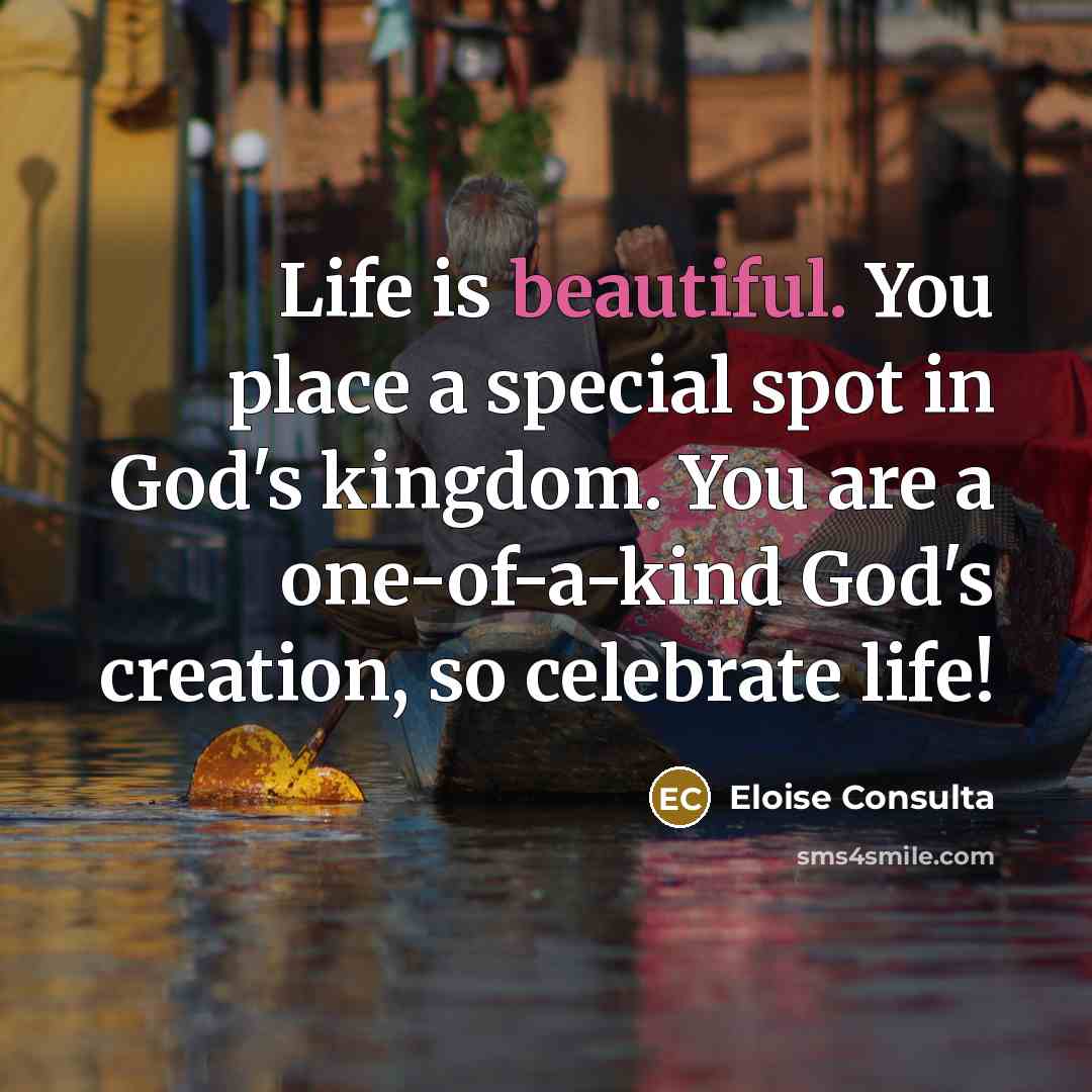 “Life is beautiful. You place a special spot in God's…” quote by Eloise Consulta