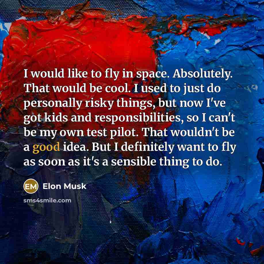 “I would like to fly in space. Absolutely. That would…” quote by Elon Musk