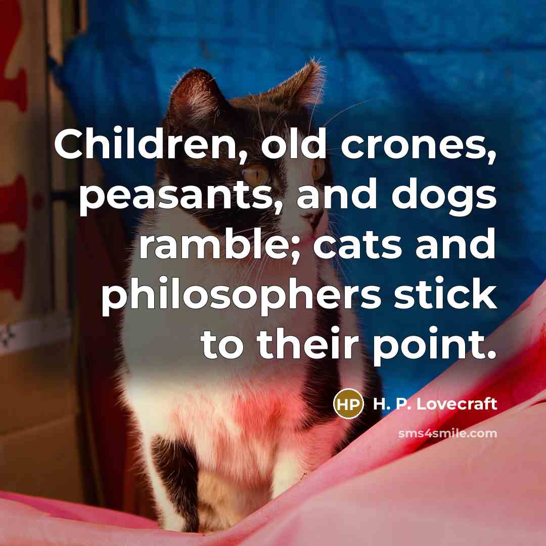 “Children, old crones, peasants, and dogs ramble; cats and philosophers…” quote by H. P. Lovecraft
