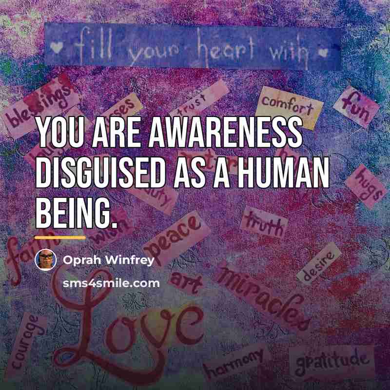 “You are awareness disguised as a human being.…” quote by Oprah Winfrey