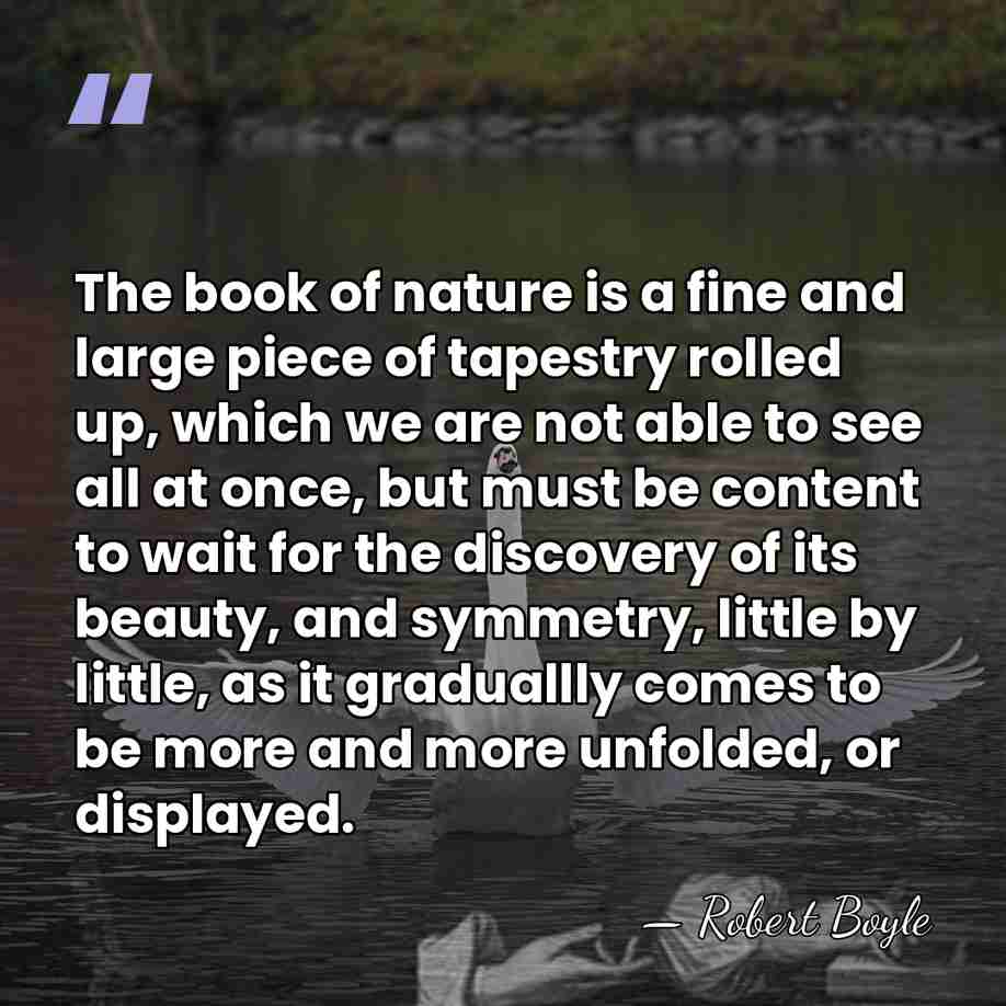 The book of nature is a fine and large piece of tapestry&hellip; - Robert Boyle
