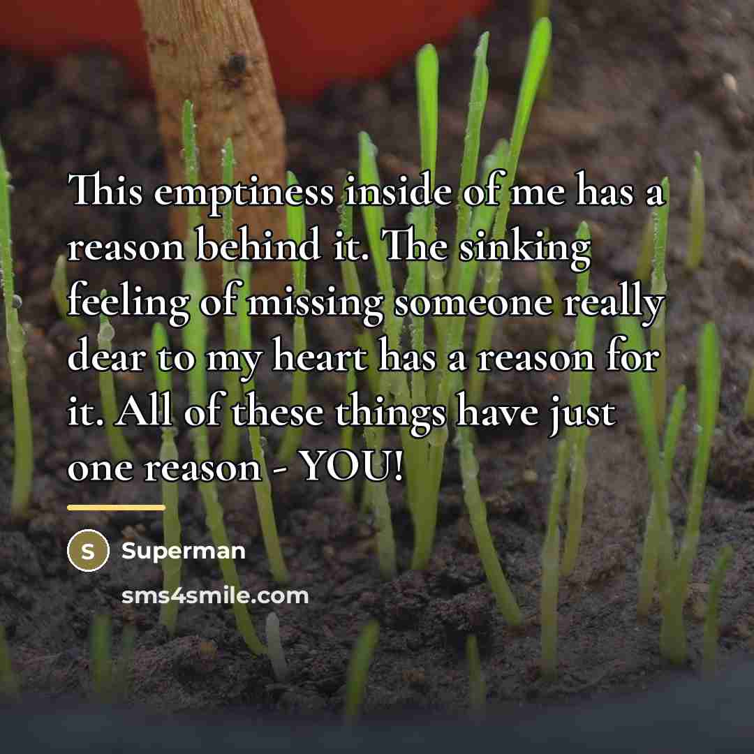 “This emptiness inside of me has a reason behind it.…” quote by Superman