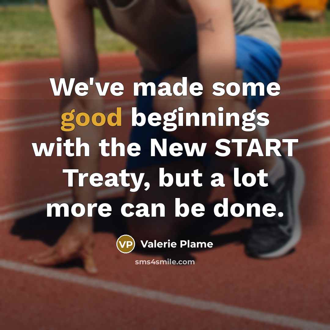 “We've made some good beginnings with the New START Treaty,…” quote by Valerie Plame