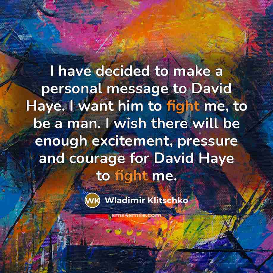 “I have decided to make a personal message to David…” quote by Wladimir Klitschko
