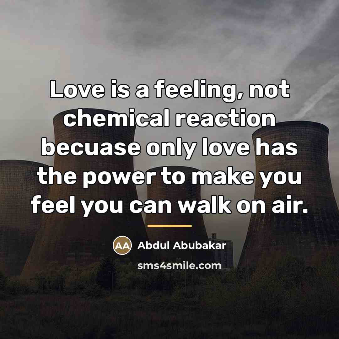 “Love is a feeling, not chemical reaction becuase only love…” quote by Abdul Abubakar