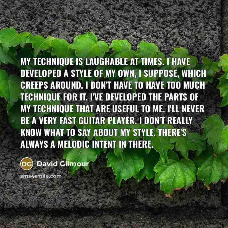 “My technique is laughable at times. I have developed a…” quote by David Gilmour