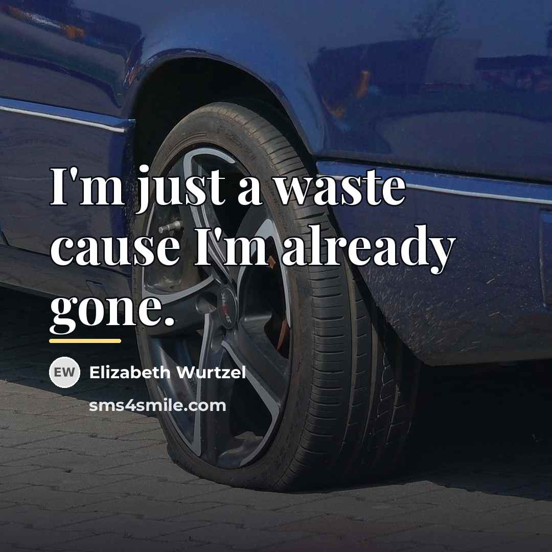 “I'm just a waste cause I'm already gone.…” quote by Elizabeth Wurtzel