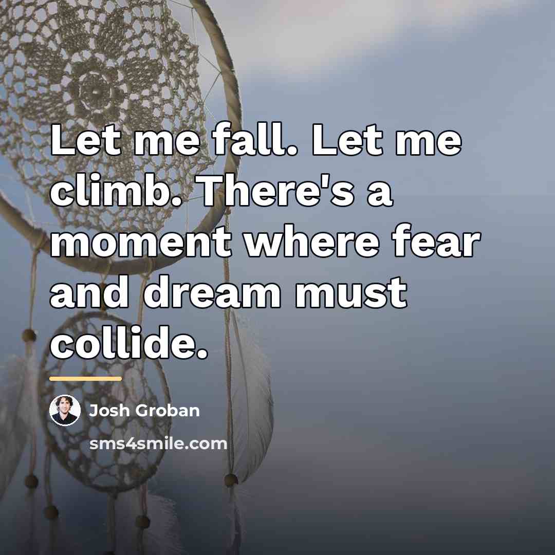 “Let me fall. Let me climb. There's a moment where…” quote by Josh Groban