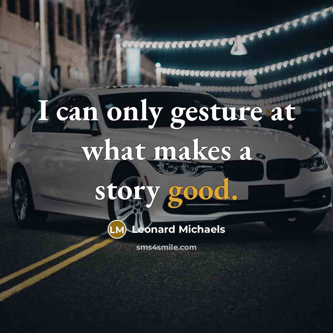 “I can only gesture at what makes a story good.” quote by Leonard Michaels