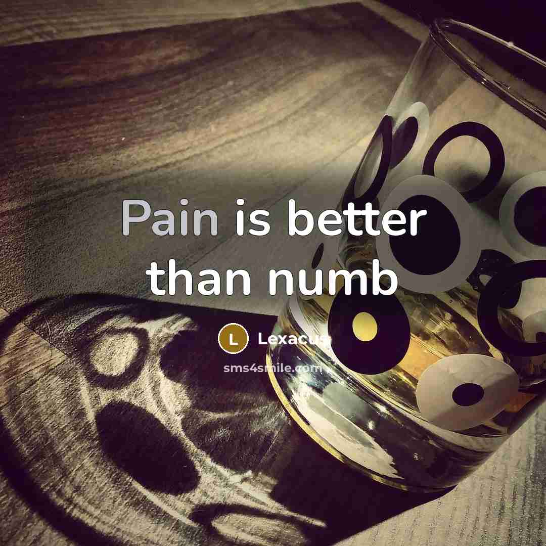 “Pain is better than numb…” quote by Lexacus