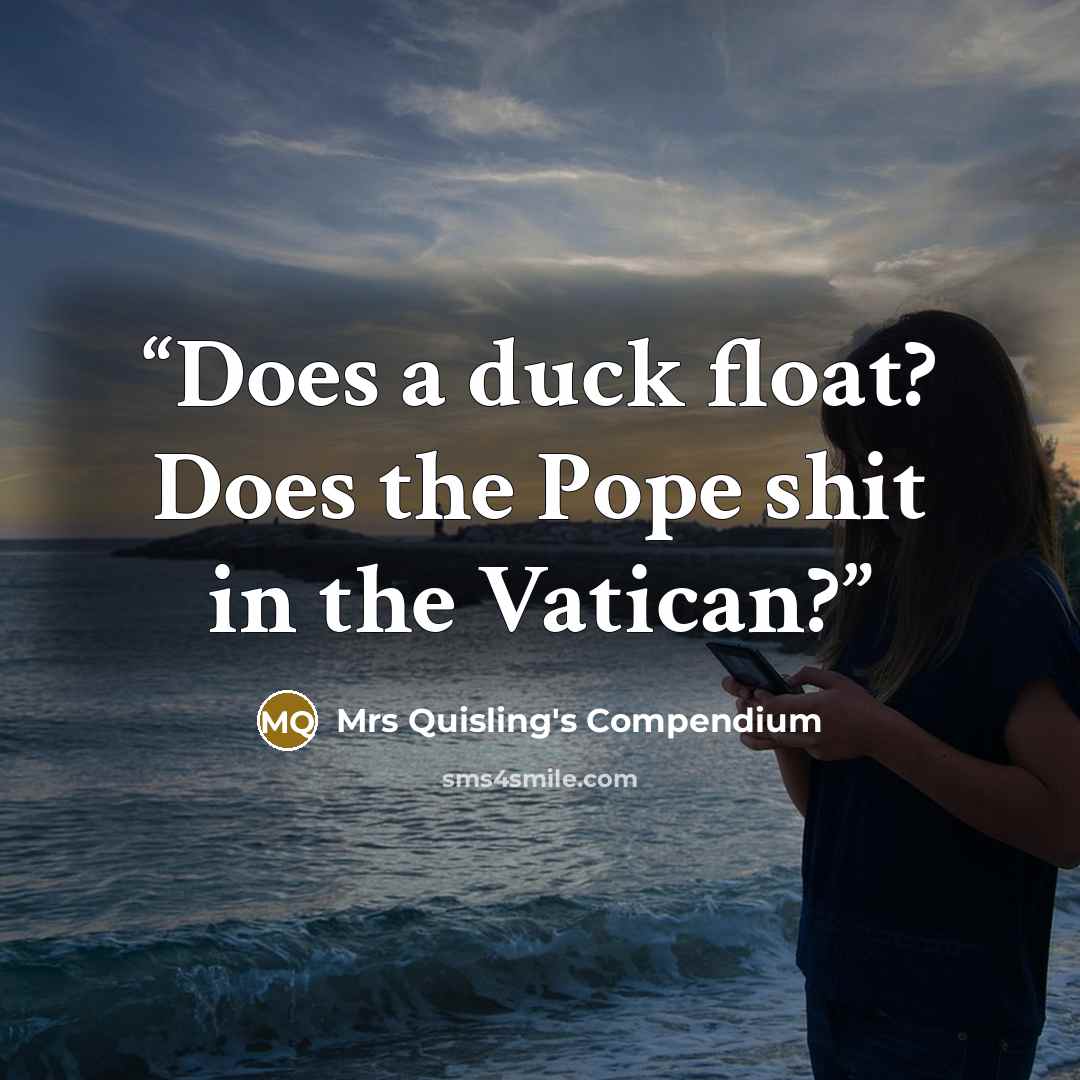 “Does a duck float? Does the Pope shit in the Vatican?” quote by Mrs Quisling's Compendium