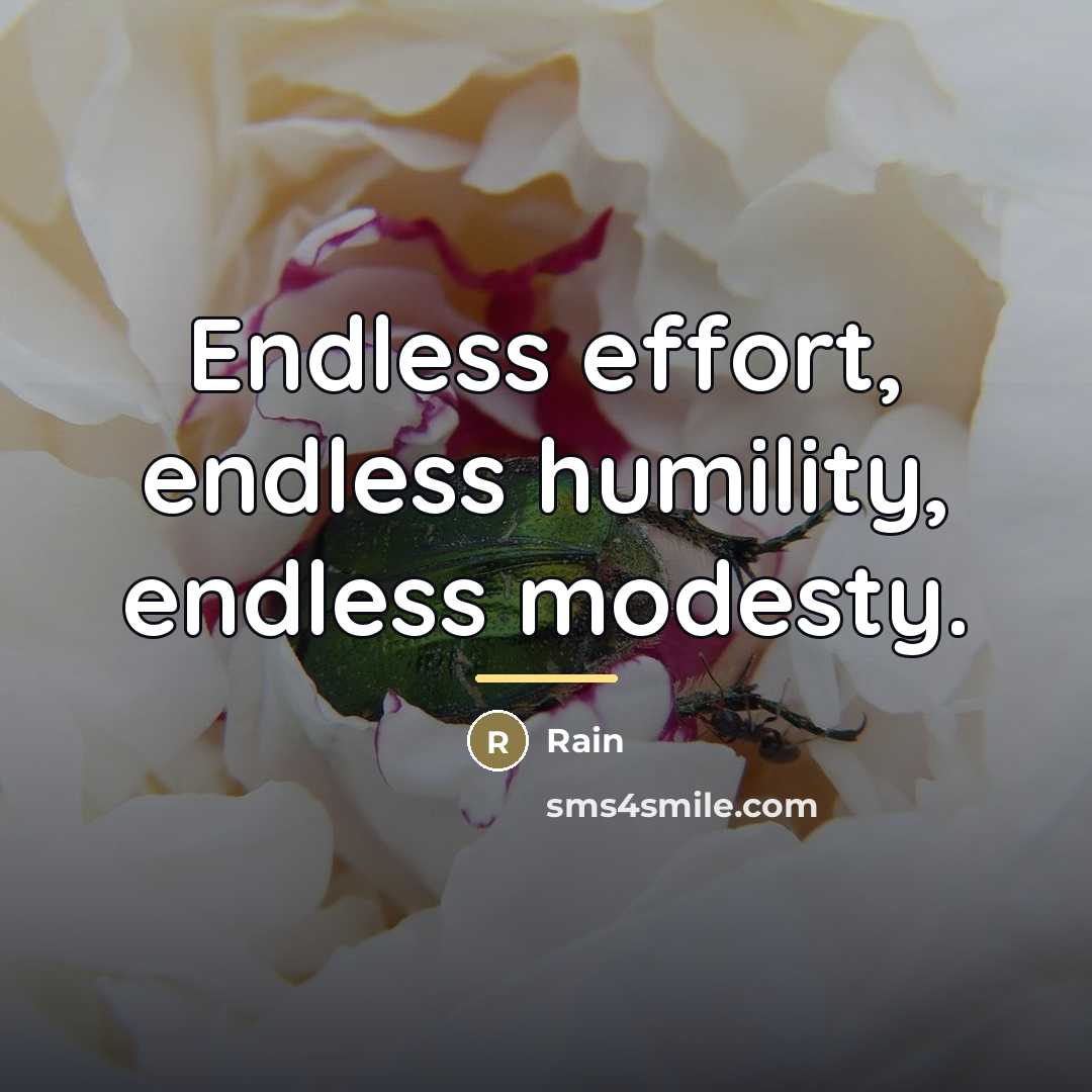 “Endless effort, endless humility, endless modesty.…” quote by Rain