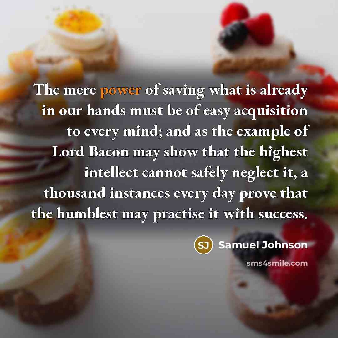 “The mere power of saving what is already in our…” quote by Samuel Johnson