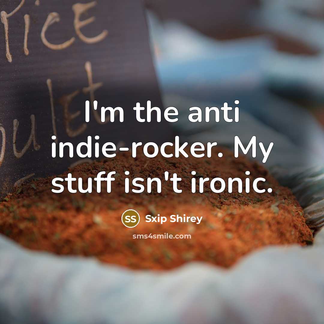 “I'm the anti indie-rocker. My stuff isn't ironic.…” quote by Sxip Shirey