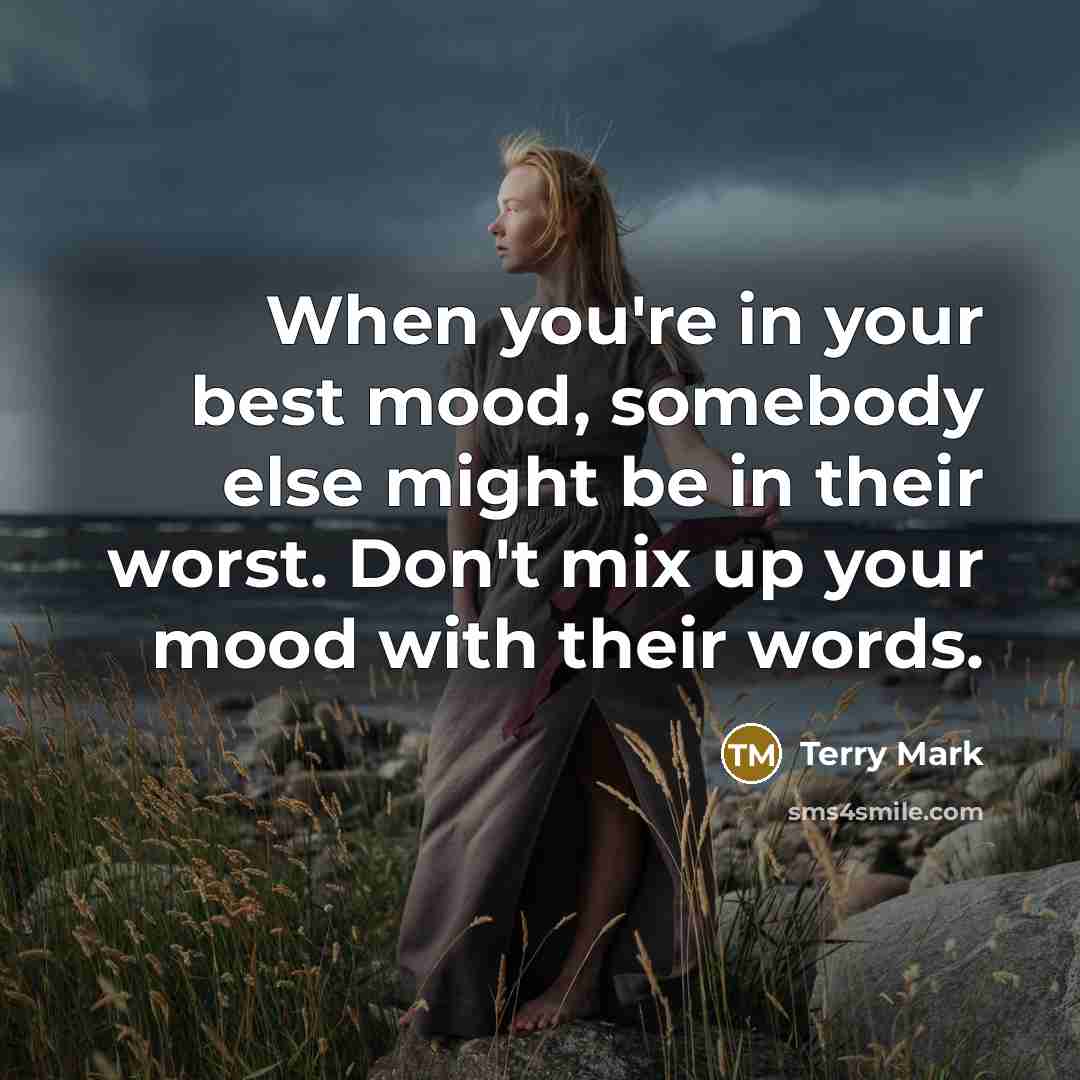 “When you're in your best mood, somebody else might be…” quote by Terry Mark