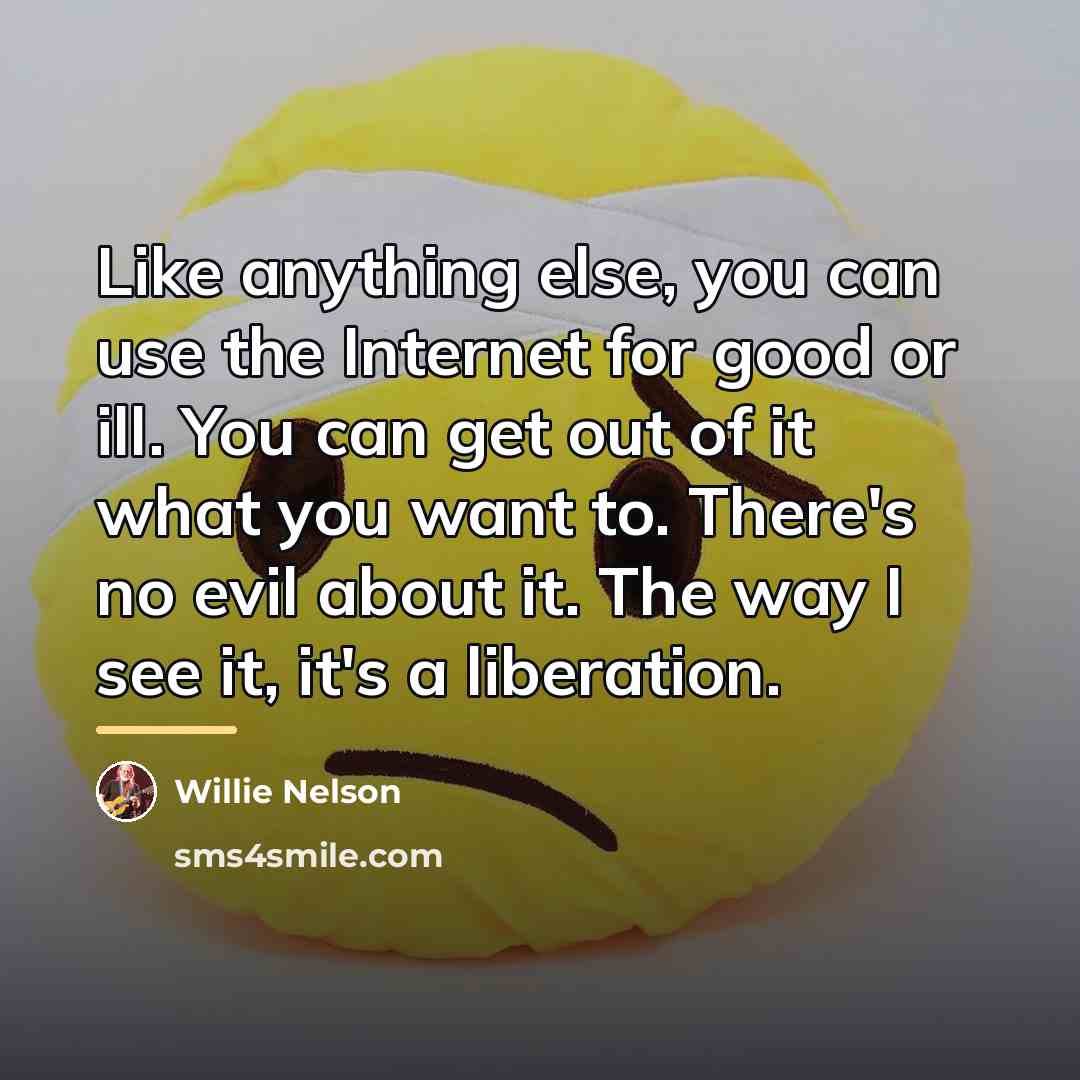 “Like anything else, you can use the Internet for good…” quote by Willie Nelson