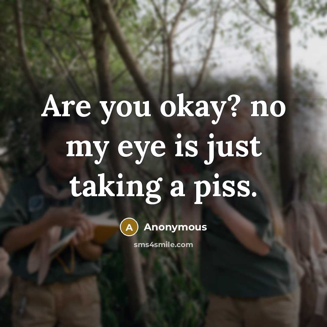 “Are you okay? no my eye is just taking a…” quote by Anonymous