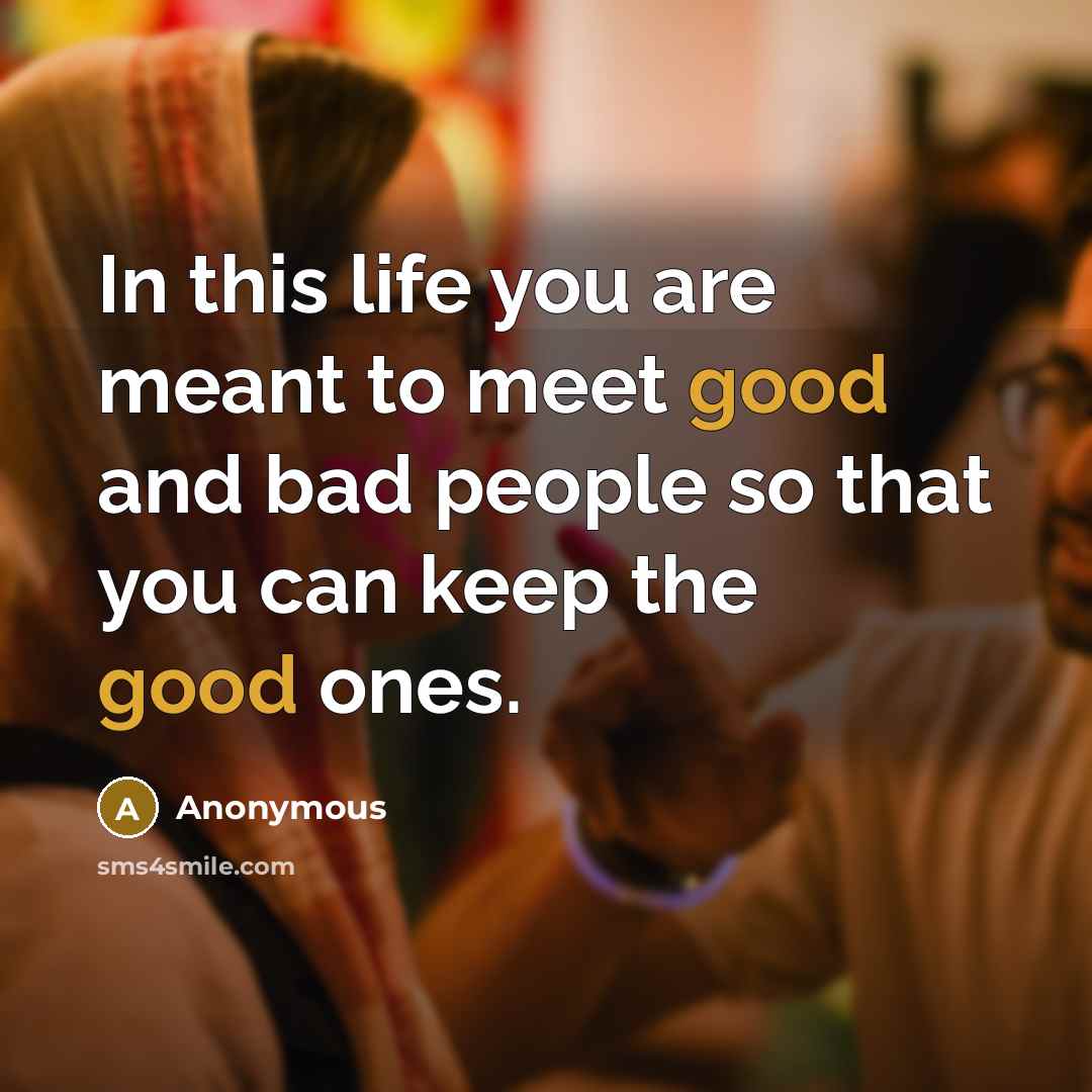 “In this life you are meant to meet good and…” quote by Anonymous