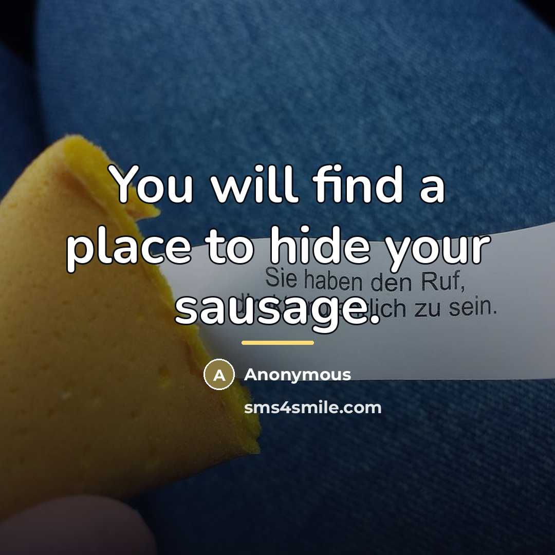 “You will find a place to hide your sausage.…” quote by Anonymous