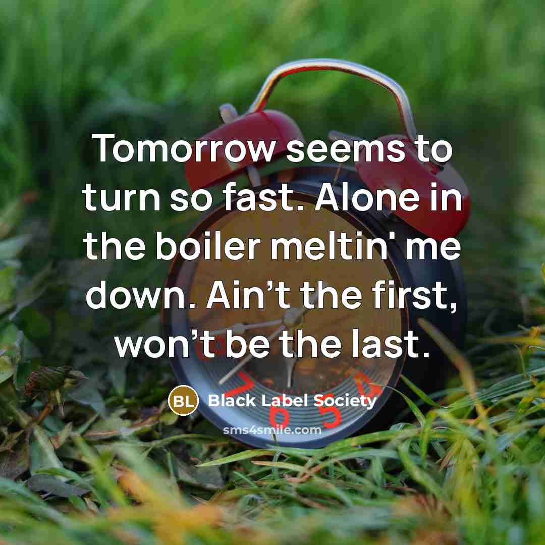 “Tomorrow seems to turn so fast. Alone in the boiler meltin' me down. Ain't the first, won't be the last.” quote by Black Label Society