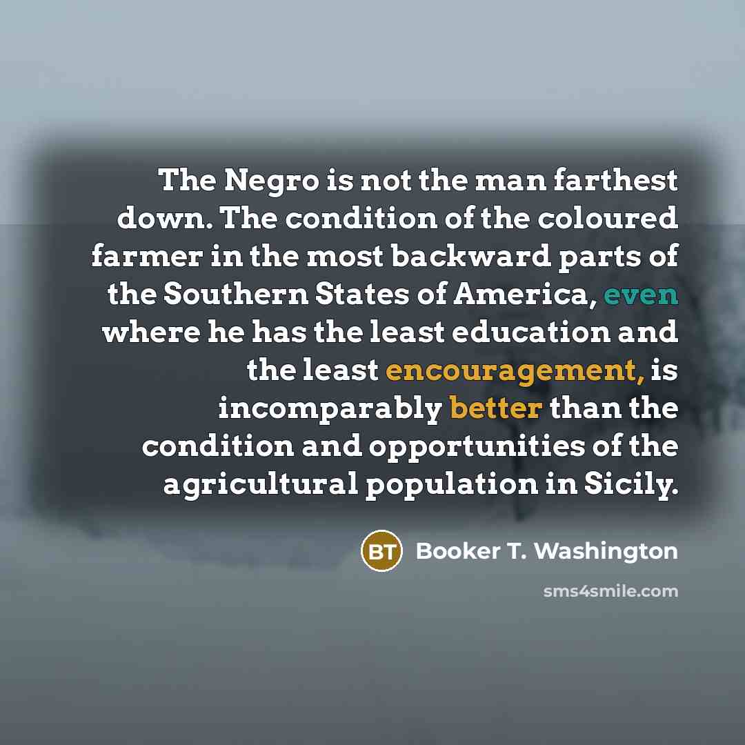 “The Negro is not the man farthest down. The condition…” quote by Booker T. Washington