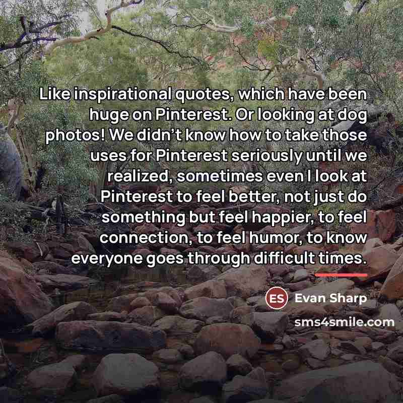 “Like inspirational quotes, which have been huge on Pinterest. Or…” quote by Evan Sharp