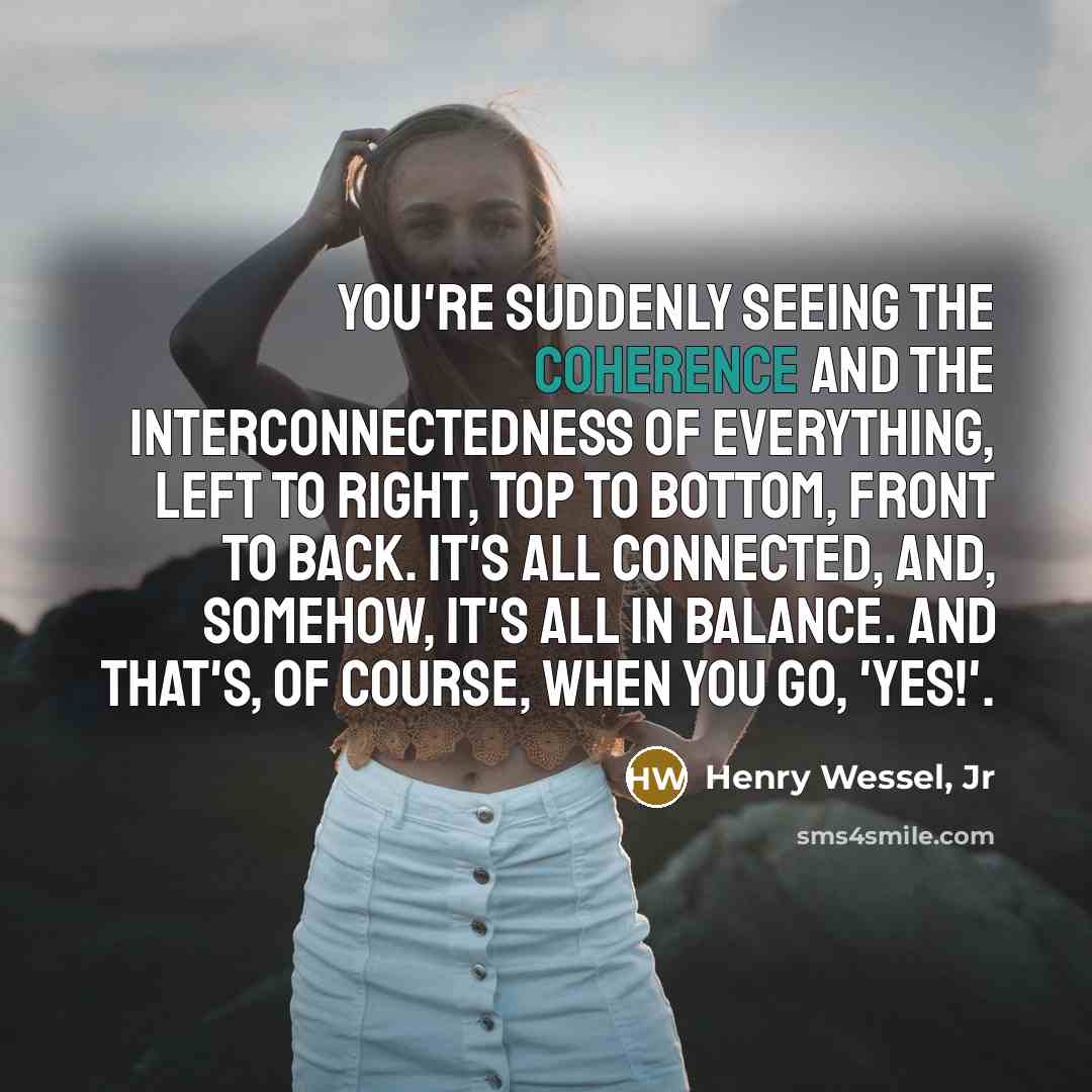 “You're suddenly seeing the coherence and the interconnectedness of everything,…” quote by Henry Wessel, Jr