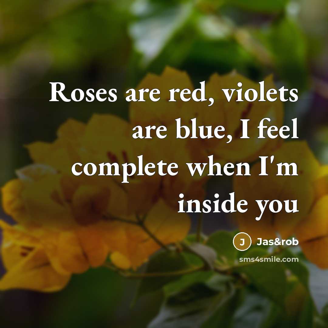 “Roses are red, violets are blue, I feel complete when…” quote by Jas&rob