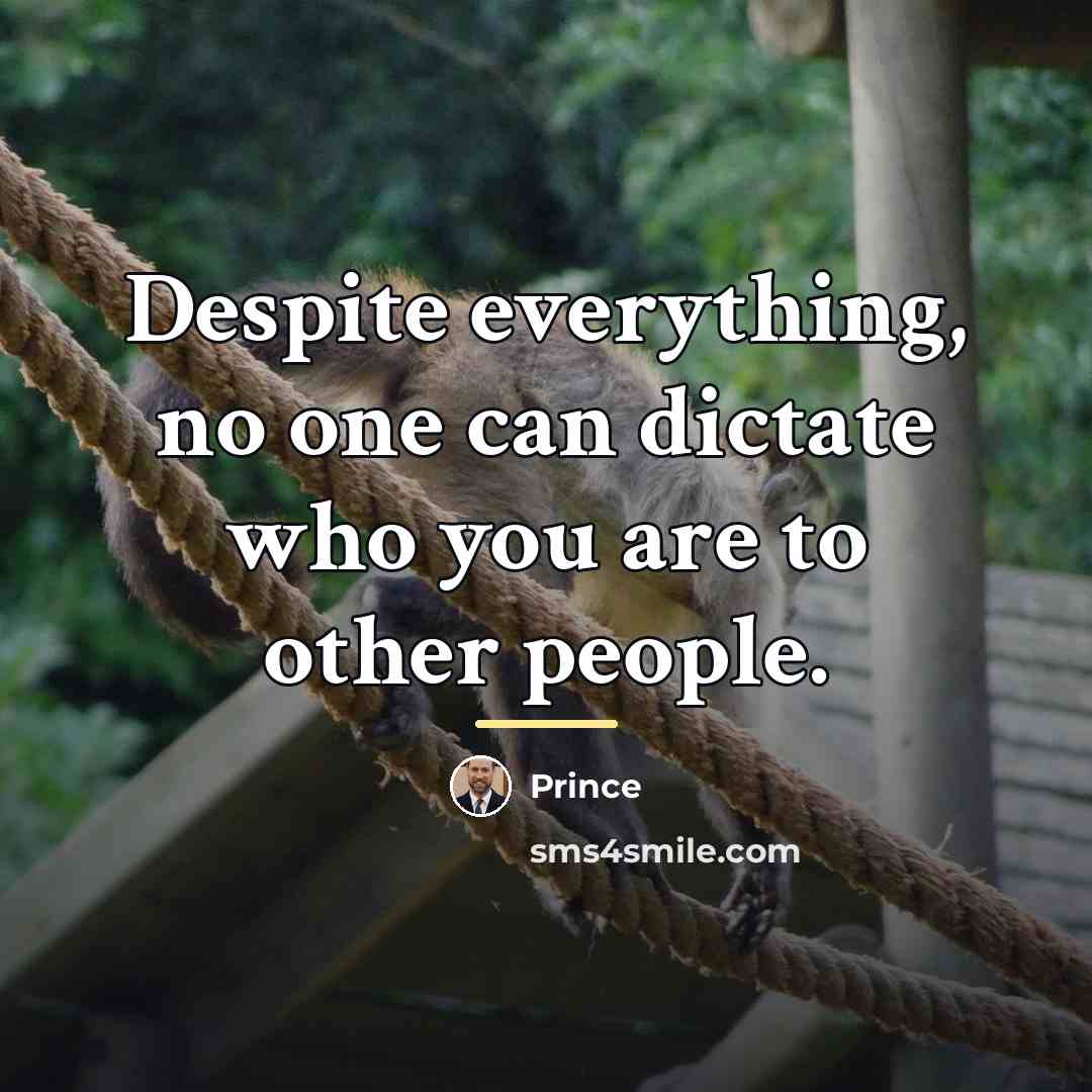 “Despite everything, no one can dictate who you are to…” quote by Prince