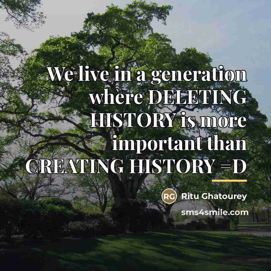 “We live in a generation where DELETING HISTORY is more…” quote by Ritu Ghatourey