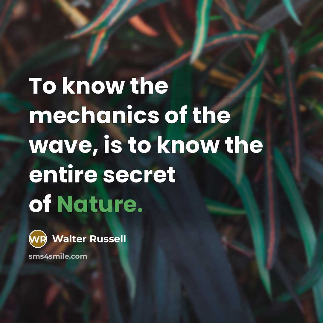 “To know the mechanics of the wave, is to know…” quote by Walter Russell