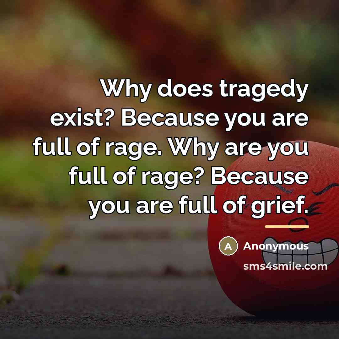 “Why does tragedy exist? Because you are full of rage.…” quote by Anonymous