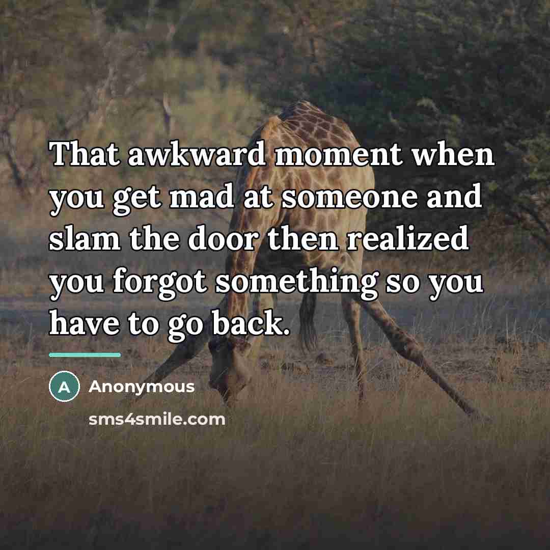 “That awkward moment when you get mad at someone and…” quote by Anonymous
