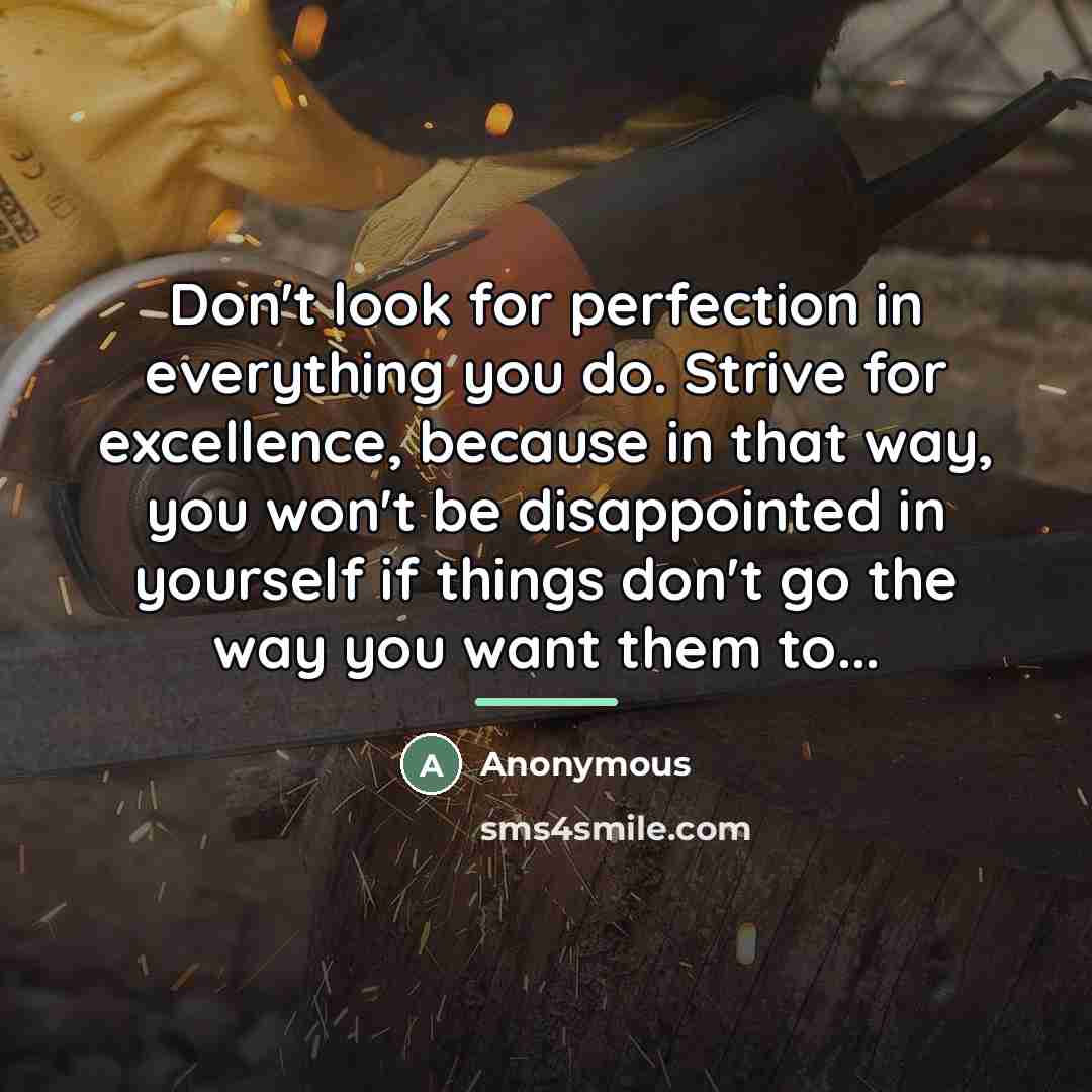 “Don't look for perfection in everything you do. Strive for…” quote by Anonymous