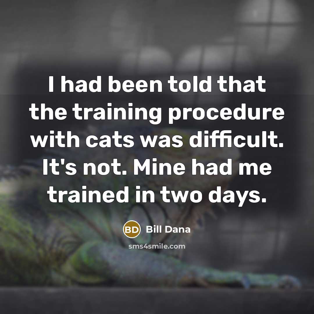 “I had been told that the training procedure with cats…” quote by Bill Dana