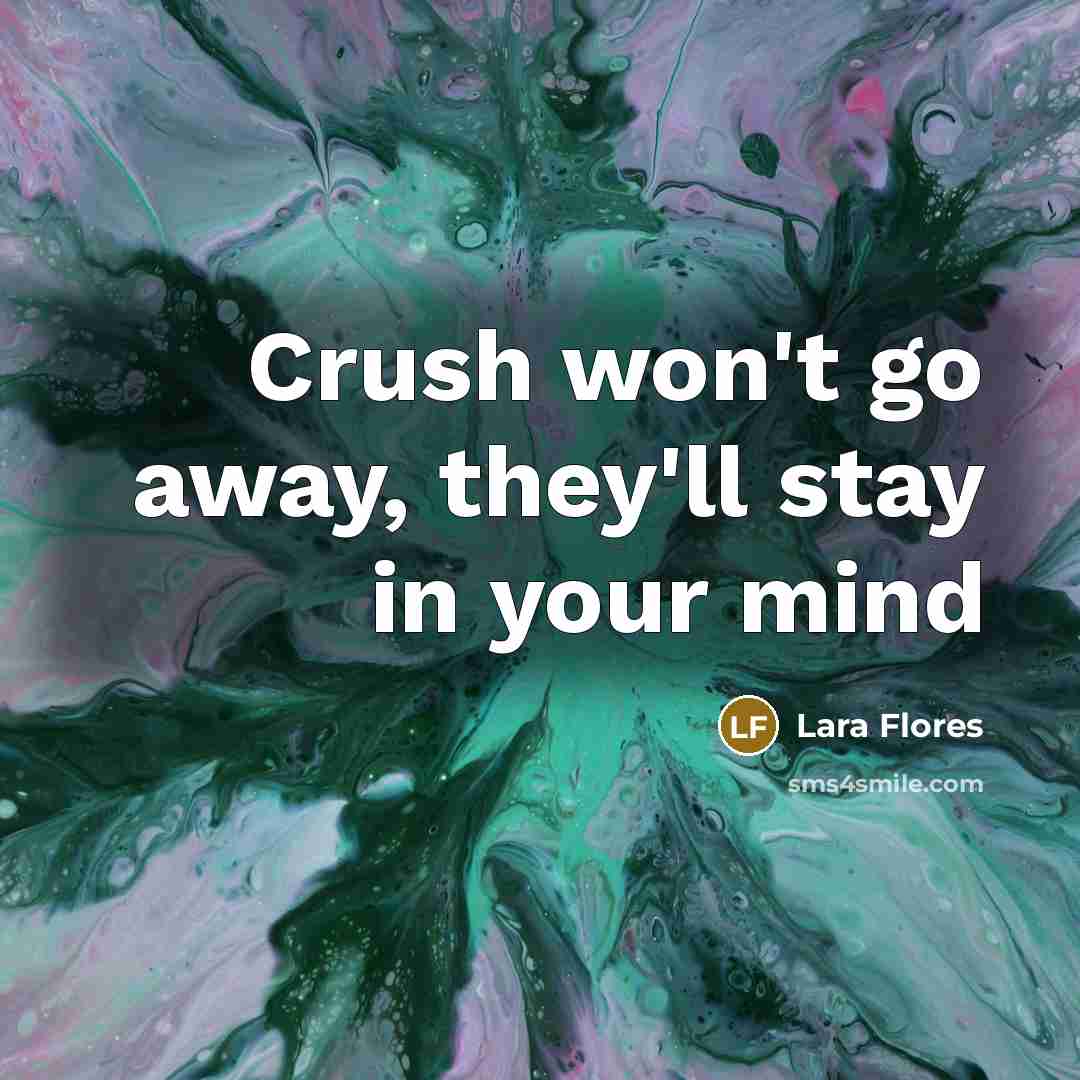 “Crush won't go away, they'll stay in your mind” quote by Lara Flores