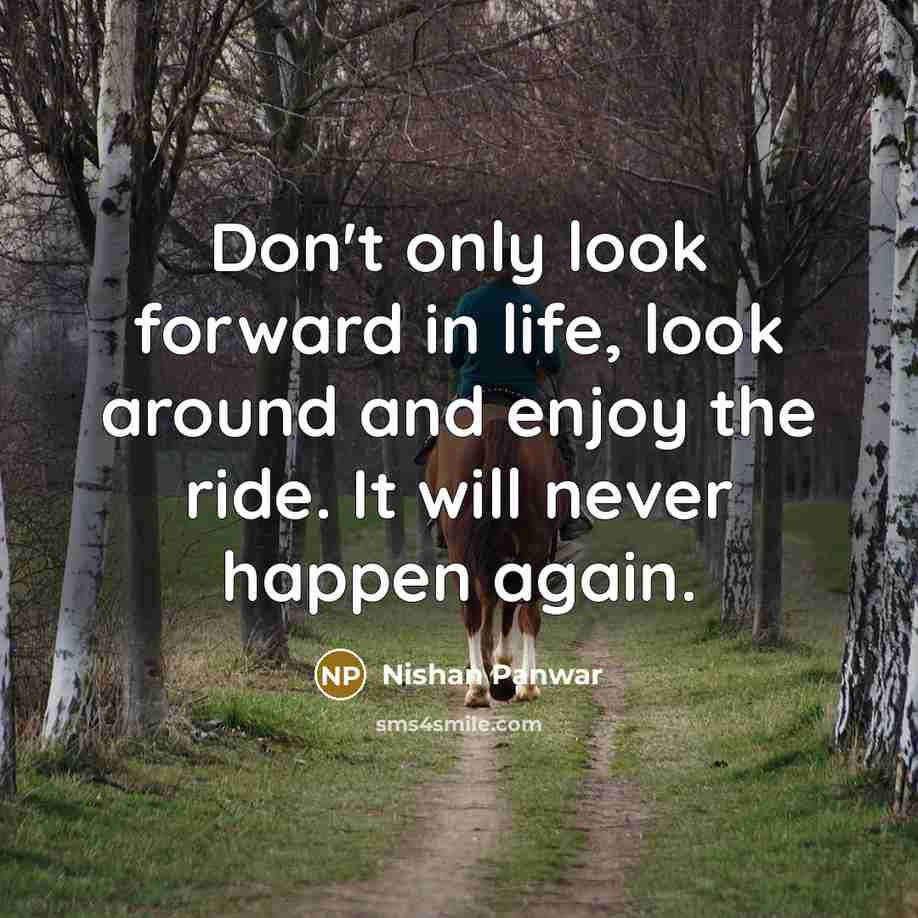 “Don't only look forward in life, look around and enjoy…” quote by Nishan Panwar