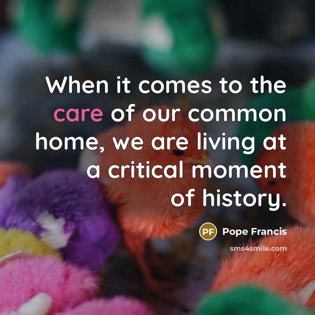 “When it comes to the care of our common home,…” quote by Pope Francis