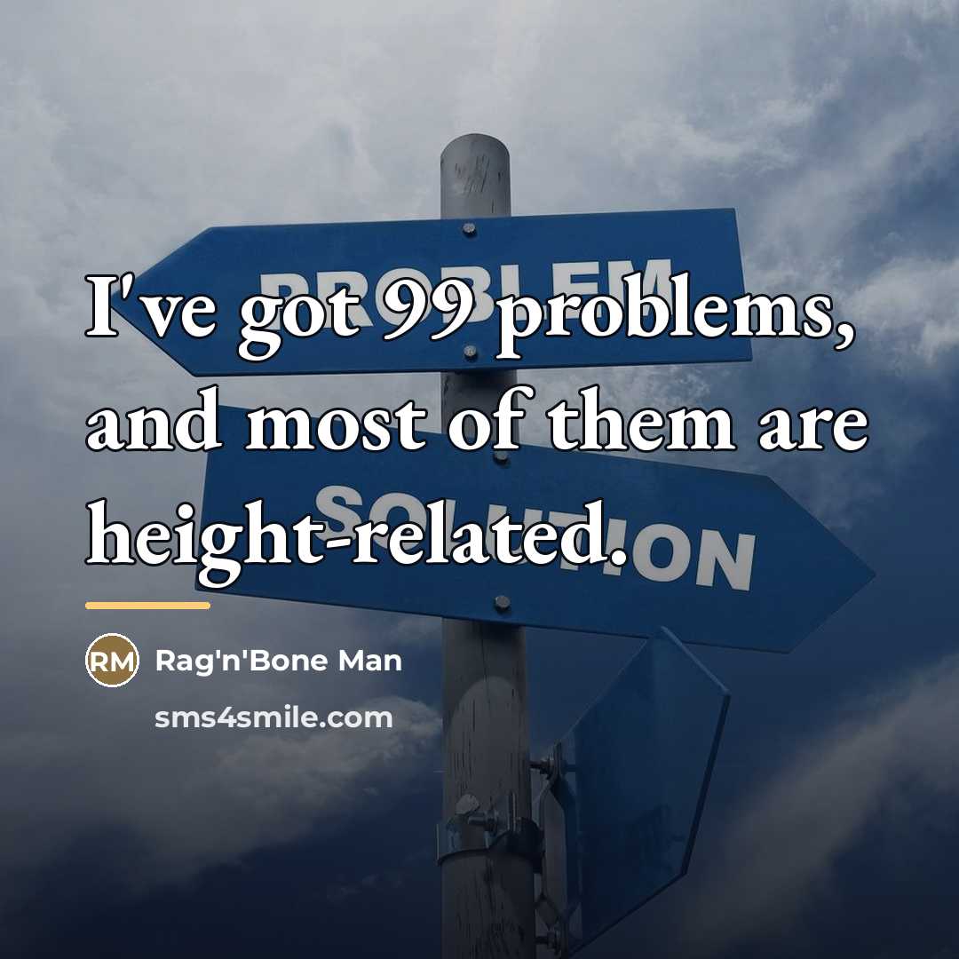 “I've got 99 problems, and most of them are height-related.…” quote by Rag'n'Bone Man