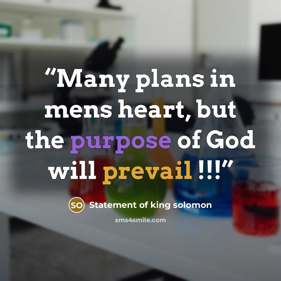 “Many plans in mens heart, but the purpose of God will prevail !!!” quote by Statement of king solomon