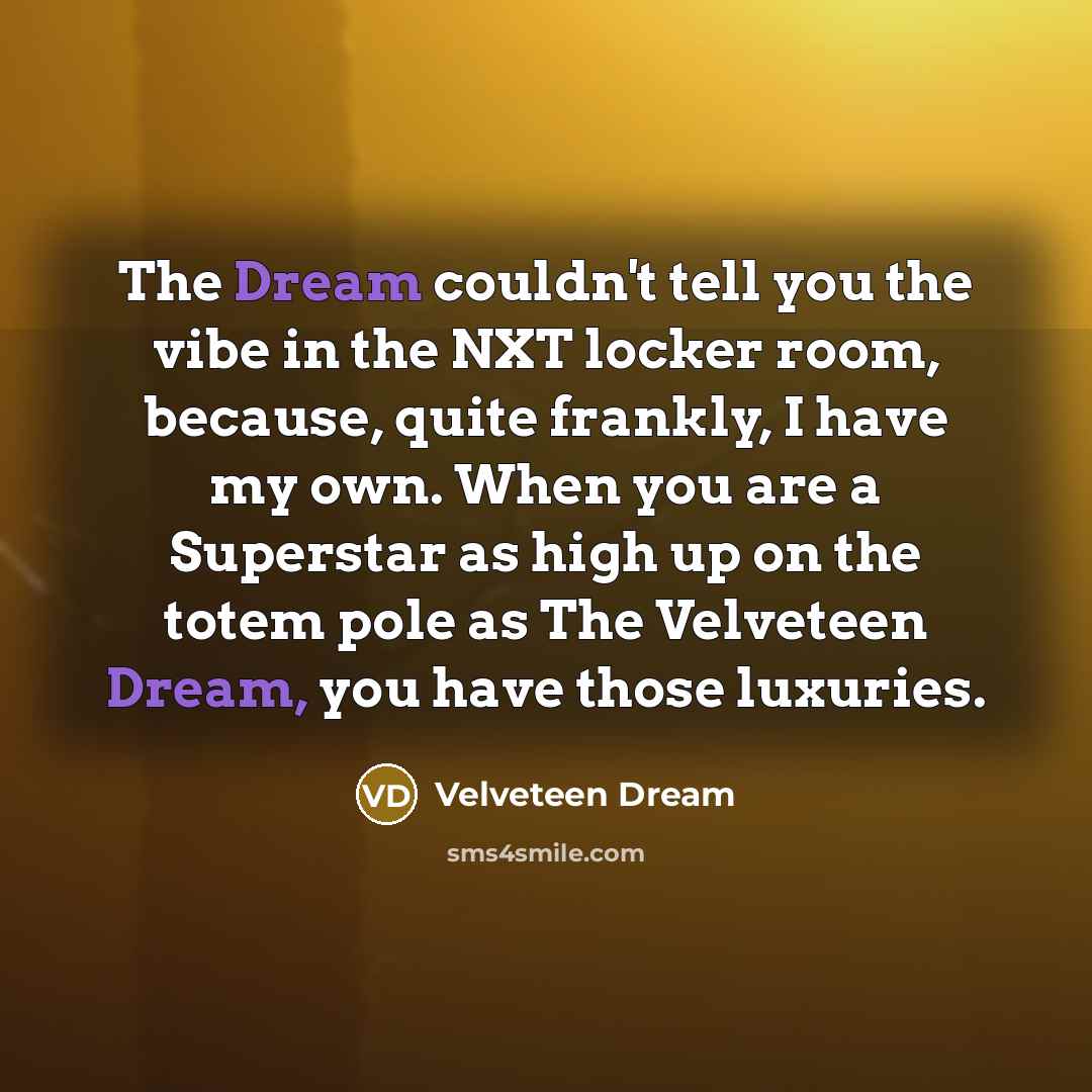 “The Dream couldn't tell you the vibe in the NXT…” quote by Velveteen Dream