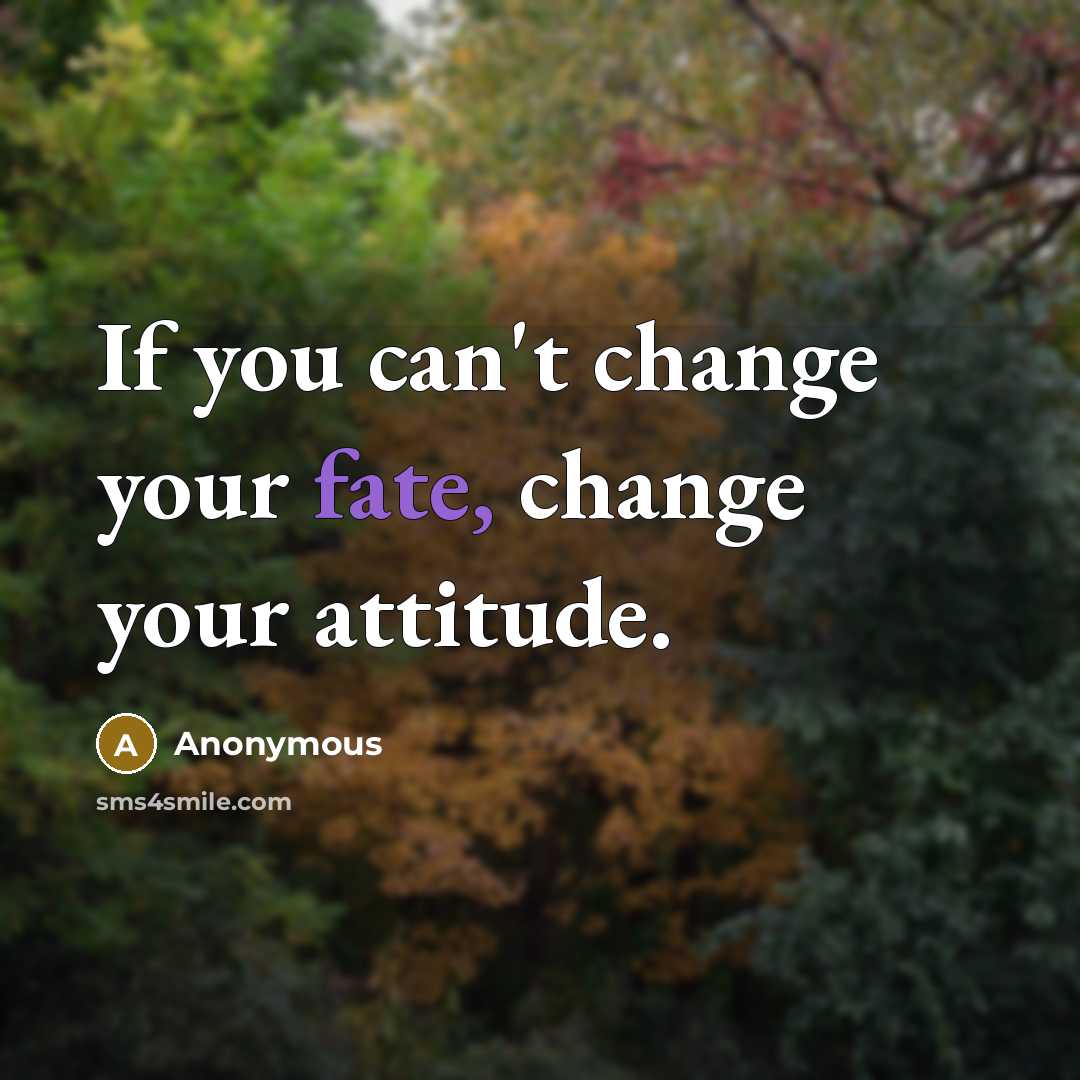 “If you can't change your fate, change your attitude.…” quote by Anonymous