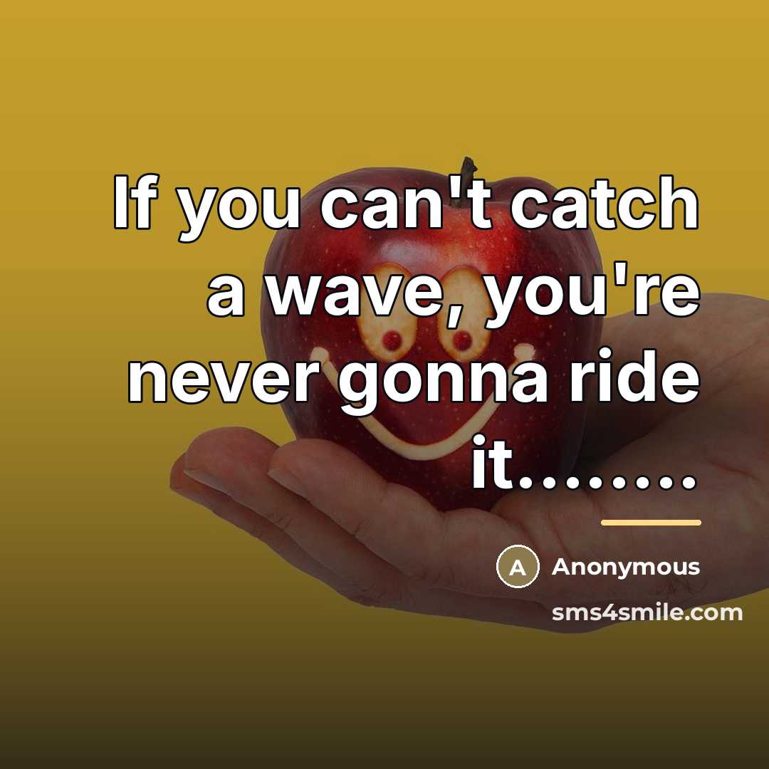 “If you can't catch a wave, you're never gonna ride…” quote by Anonymous