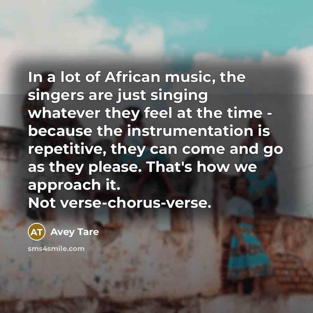 “In a lot of African music, the singers are just…” quote by Avey Tare